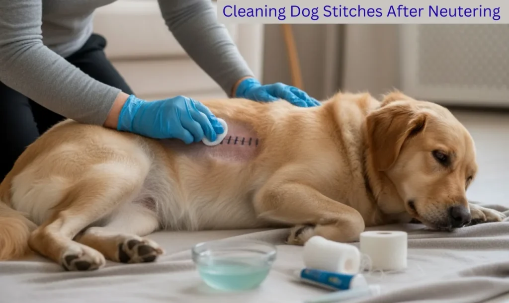 cleaning dog stitches